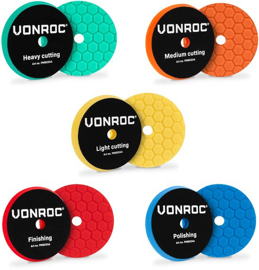 VONROC Disques de polissage - Ø 150mm - Disques de polissage - Jeu complet de 5 pièces correction, restauration de la brillance et finition