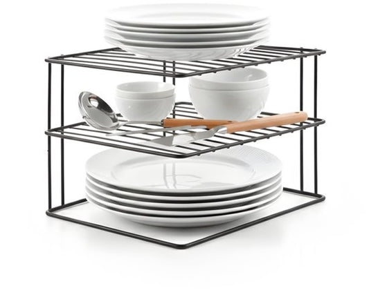 Metaltex - Support à assiettes - Noir - Rangement pour placard de cuisine - 25 x 25 x 19 cm