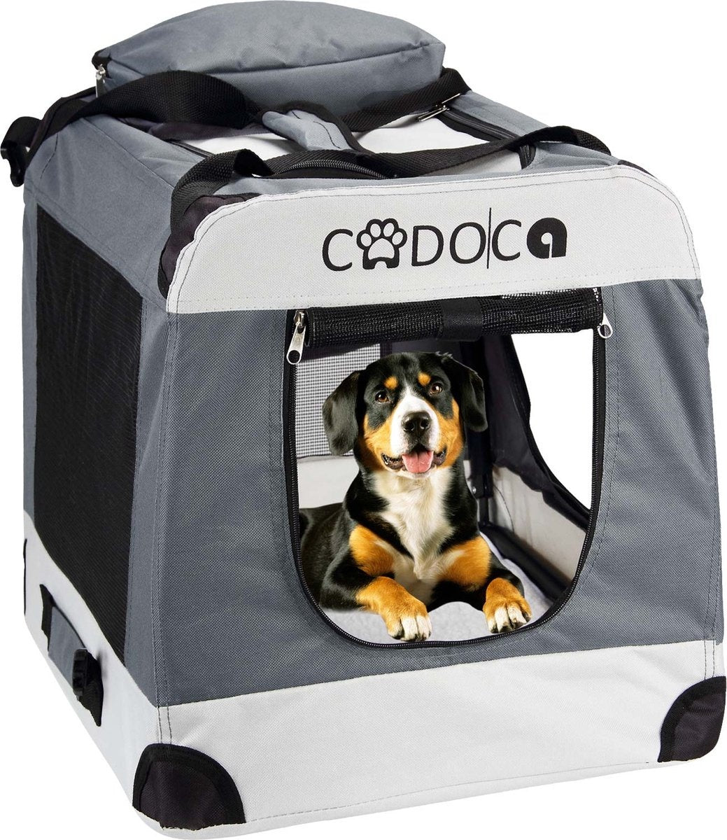 Cadoca Boîte de transport pour chiens XXL 92 x 64 x 64cm gris