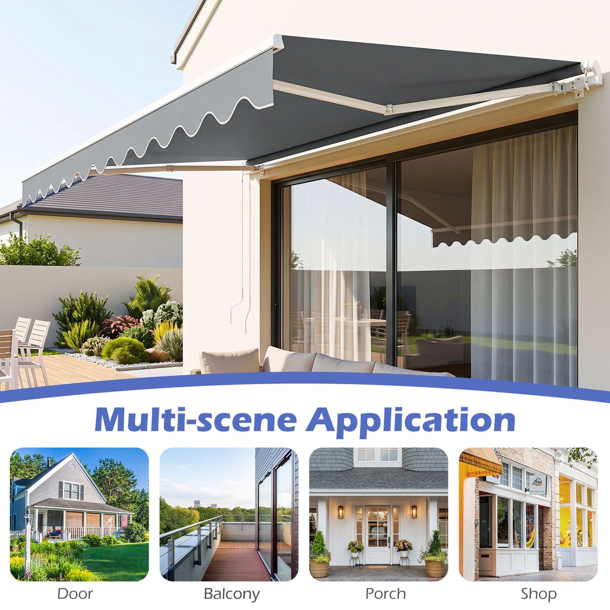 Store de terrasse Coast - rétractable - structure en aluminium - gris 3,6 x 3 m