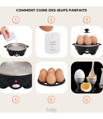 Cuiseur à oeuf - Gadgy - Chauffe oeuf - 7 œufs - Ensemble de 3 pièces - Cuiseur oeuf, légumes, et plus - Verre doseur inclus