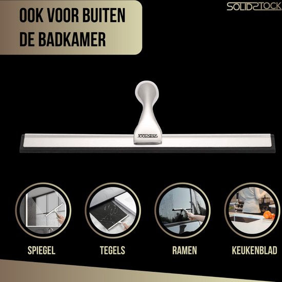 Essuie-douche en acier inoxydable - Extracteur de douche de luxe - Crochet de suspension sans perçage - Extracteur de douche chromé