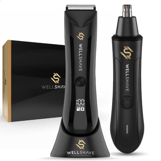 Wellshave Bodygroomer Men and Nose Trimmer - Shave Package 2.0 - Body Trimmer Men - Nose Trimmer Men - Nose Hair Trimmer Shaver for Nose, Pubic Area, Body & Nose