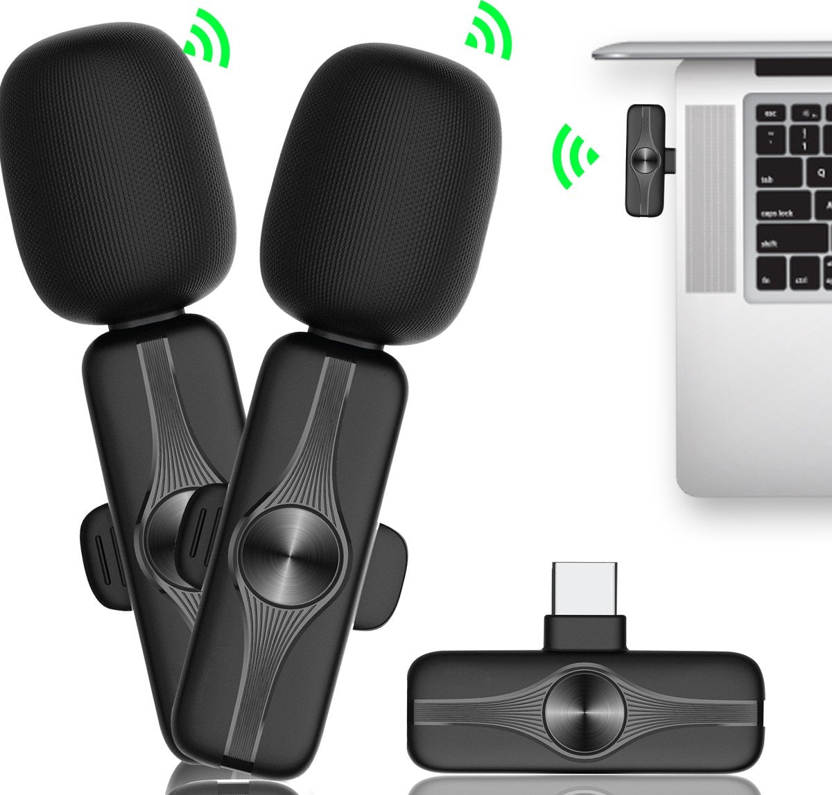 MATTI® 2-en-1 - Microphone sans fil - USB-C - Microphone - Microphone à épingle - Android et ordinateurs portables