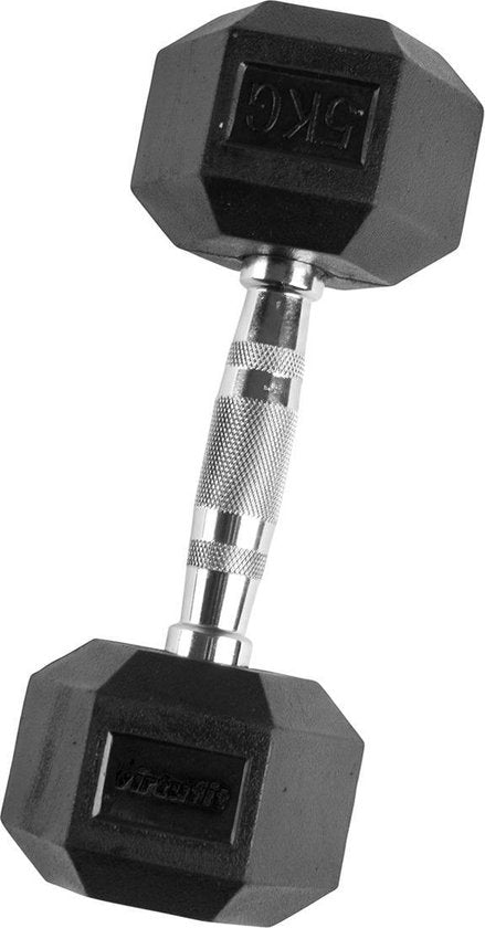 VirtuFit Hexa Dumbbell Pro - 5 kg - Hexagon Dumbbell - Durable et résistant - Entraînement musculaire - Poids - CrossFit & Fitness - Convient aux débutants et aux professionnels - Vendu à l'unité