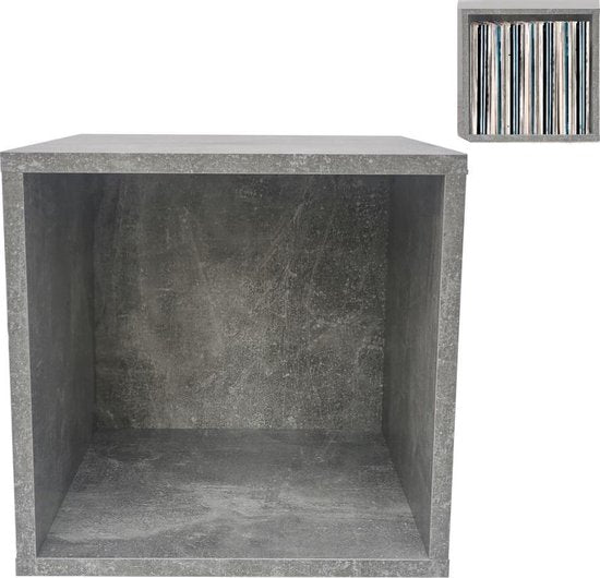 Meuble de rangement pour vinyles LP cube - meuble à disques - système de rangement multifonctionnel - aspect béton gris