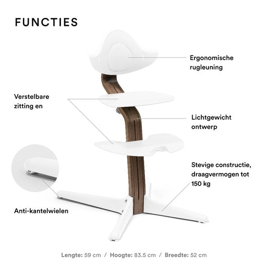 Chaise haute Stokke® Nomi® - Noyer - Blanc