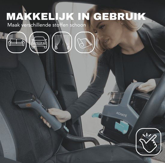 Achaté Nettoyeur de taches 5 en 1 Pro - Fonction vapeur et eau chaude - 1300 W - 45,5 x 38,8 x 33 cm - Gris