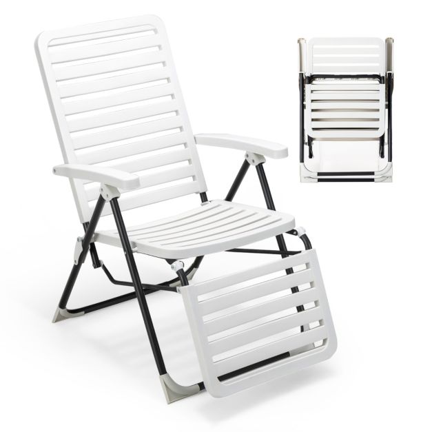 Coast Set de 2 chaises longues réglables - pliable - 7 pieds - blanc