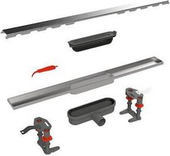 Caniveau de douche - Easydrain – Acier inoxydable brossé – 900 mm – Écoulement horizontal – Siphon intégré