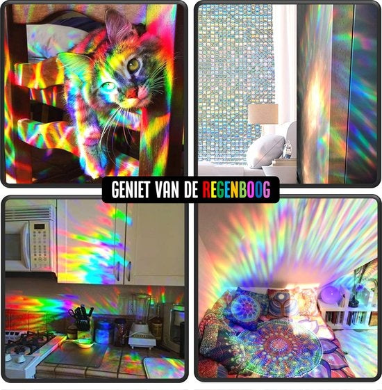 Homewell Film pour fenêtre HR++ 60x200cm - Solaire et isolant - Statique - Mosaïque arc-en-ciel
