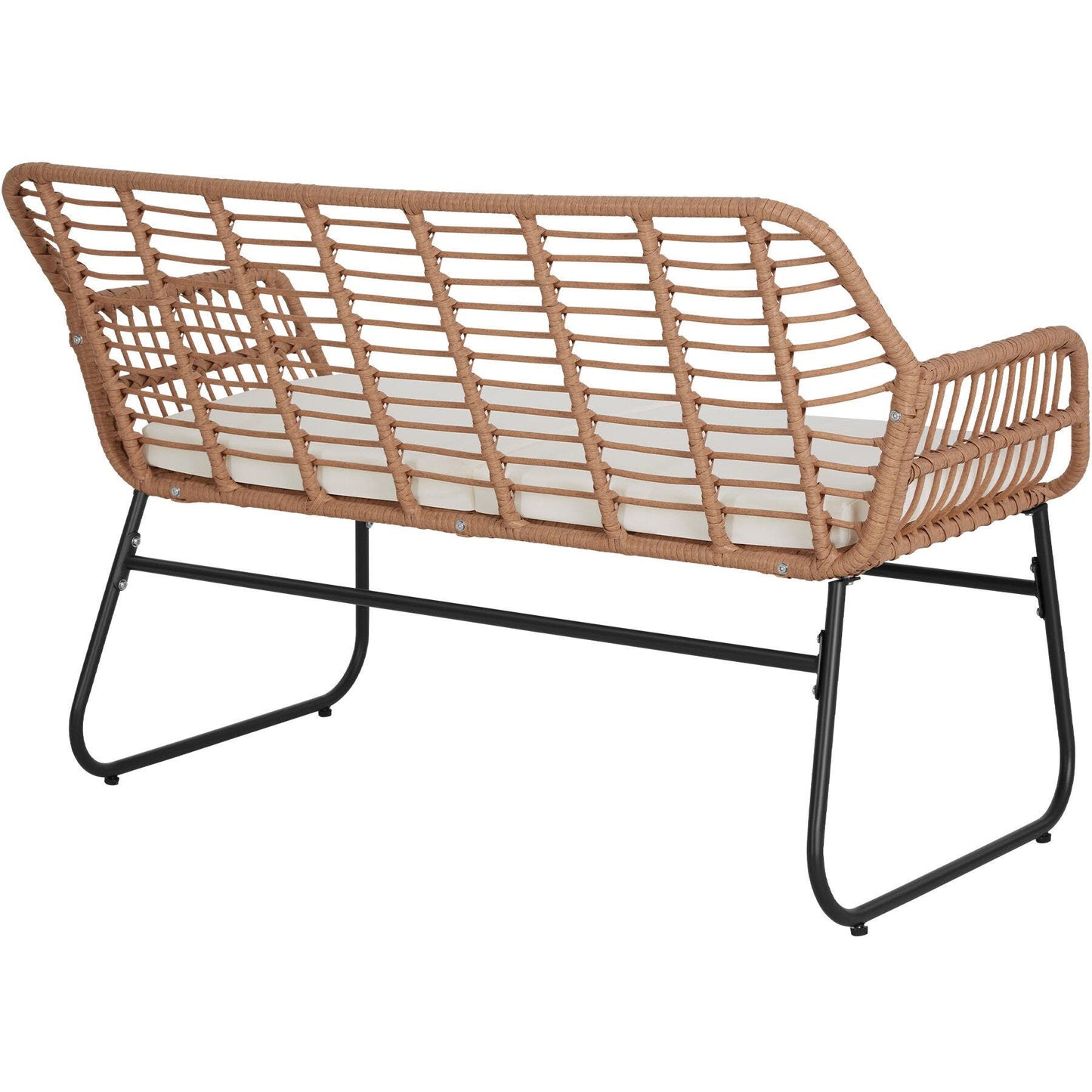 tectake Groupe de sièges en osier Molfetta XL 4 personnes - Canapé 119x68x79 cm, Chaises 57x68x79 cm, Table 91x45x42.5 cm