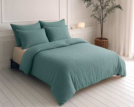 Couette 2 en 1 en mousseline Sleeptime - Couette sans housse, taie d'oreiller incluse - 240 x 200 - Vert