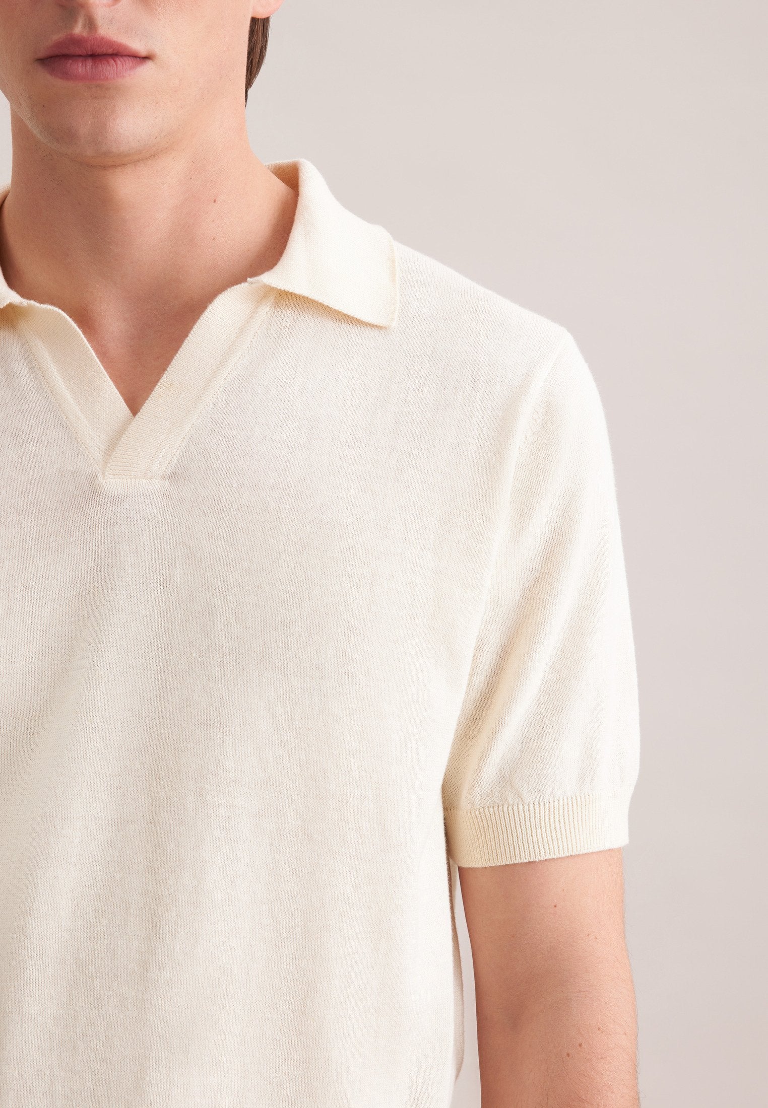 Polo Seidensticker sans boutons - Blanc cassé - Taille XXL