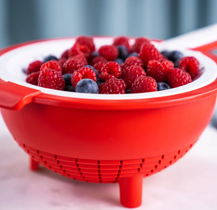 Ensemble de passoires Tupperware, 2 pièces – 400 ml et 2 L – Rouge et blanc
