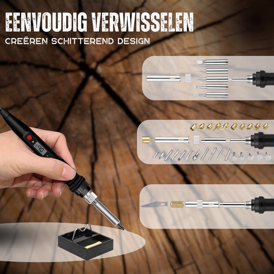 Vertrex 2-in-1 Soldering Iron and Wood Burner Set - 40-piece - Pyrography - Soldering tin - Soldering station - Soldering set