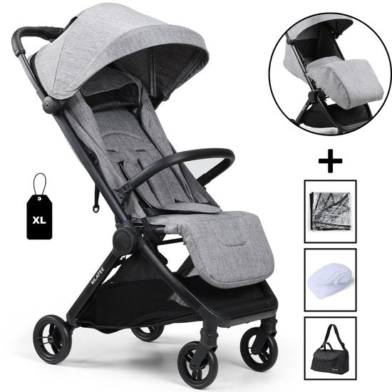 NilaFee™ MaxComfort - Poussette - Jusqu'à 25 kg - Poussette pliable - Poussette pour enfant - Pliable - Résistante aux taches et à l'eau - Gris