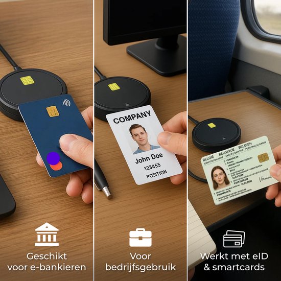 Lecteur de cartes d'identité Nuvance Id - Lecteur eID Belgique - Pour cartes d'identité belges, cartes bancaires et badges d'entreprise - Lecteur de cartes d'identité USB
