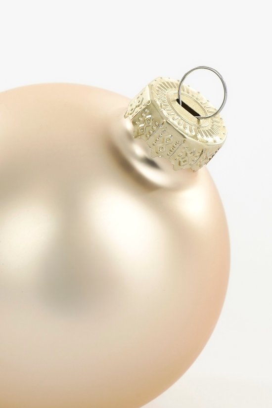 Boules de Noël Mica Decorations - 26 pièces - Décorations de Noël pour le sapin - Ornements brillants et pailletés - Pointes et boules de différentes tailles - Ø 7 cm - Crème