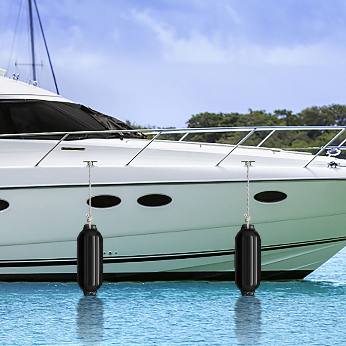 Coast Set of 4 Boat Fenders - Protection UV - PVC - Noir