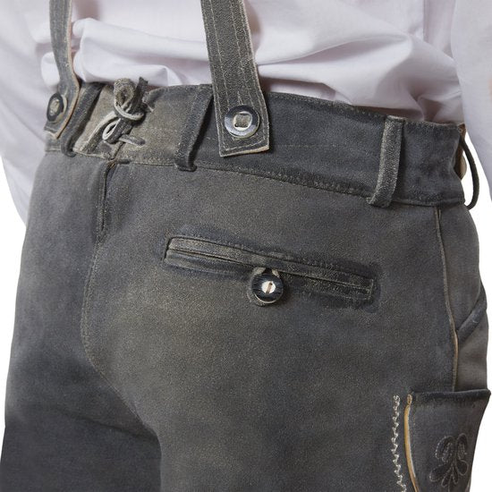 Costume allemand traditionnel Dressforfun - Avec ceinture et bretelles - Cuir véritable - 52 - Costume Oktoberfest - Couleur sable