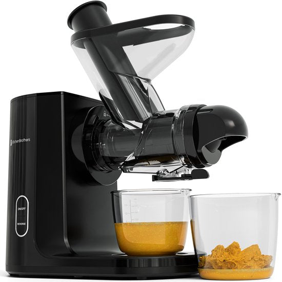 KitchenBrothers Slowjuicer - Presse-agrumes - Presse-légumes et fruits - Alimentation 43 mm et 60 mm - 400 ml - Noir