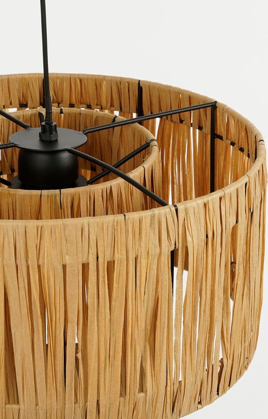 Mica Decorations Elisa Lampe pendante - H30 x Ø35 cm - Raphia - Marron clair