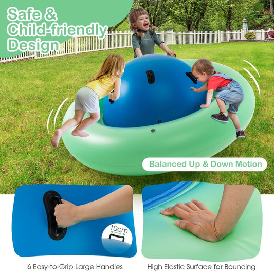 Balle gonflable Coast pour enfants - avec 6 poignées - utilisable à l'intérieur comme à l'extérieur - bleue et verte