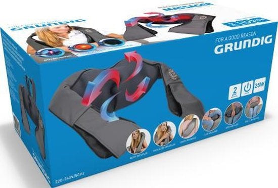 Coussin de massage shiatsu électrique Grundig - Appareil de massage pour la nuque - 8 boutons de massage - Fonction chaleur