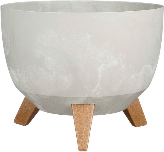 Jardinière sur pieds Doppio de Mica Decorations - 18,5 x Ø29 cm - Jardinières d'extérieur - Jardinières de balcon - Plastique recyclé - Gris