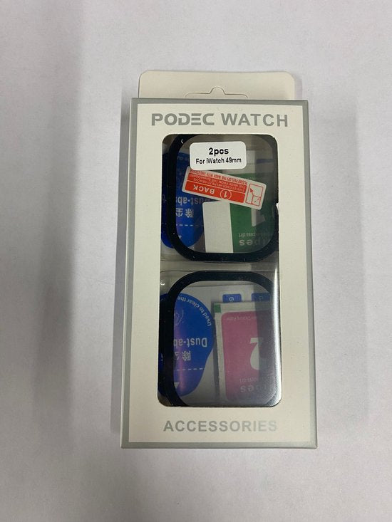 Coque adaptée à l'Apple Watch Ultra - 49 mm Screen Protector - Podec Full Cover Hard Case - Black - 2 Pieces