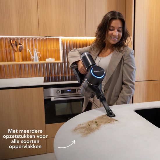 Techweise TV1 Aspirateur à manche sans fil - Autonomie 90 minutes - Extrêmement puissant - Avec 3 accessoires - Dépoussiéreur - Aspirateur sans sac