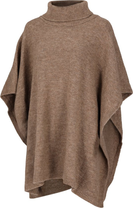 Heat Essentials - Poncho - Taille unique - Poncho pour femmes - Poncho tricoté pour femmes avec col - Taupe Melange