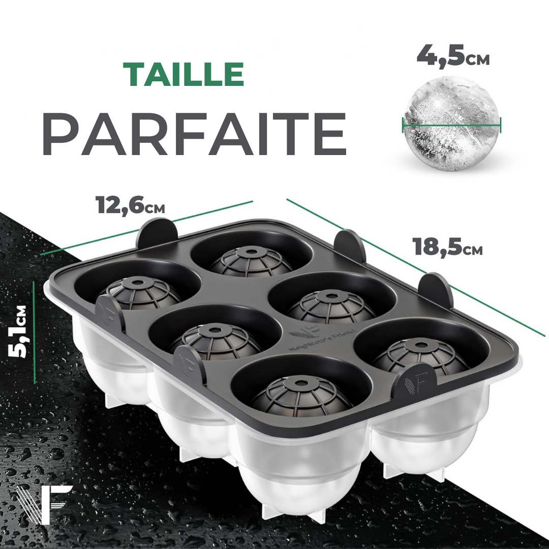 Moule à glaçons Neighbour's Friend - 6 glaçons ronds XL - Lavable au lave vaisselle - ø 4,5 cm - Noir