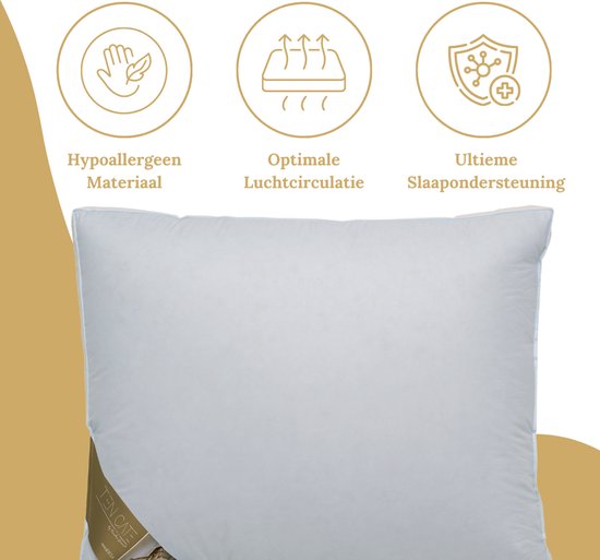 Oreiller Ten Cate - Oreiller pour douleurs cervicales - Duvet et plumes d'oie - Trois compartiments - Oreillers - Convient aux personnes dormant sur le dos, sur le côté et sur le ventre - Oreiller ergonomique - 50 x 60 cm