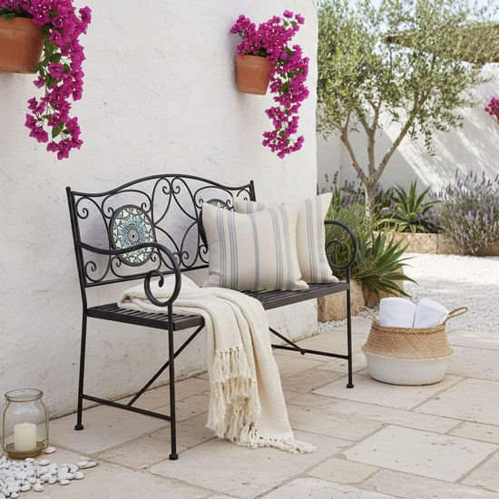 Banc de jardin AXI Margot Mosaïque multicolore – Banc de jardin en métal – 107 x 54 x 92 cm – Banc de jardin pour 2 personnes – Aspect mosaïque – Incrusté de carreaux de céramique – Pour le jardin, la terrasse et le balcon