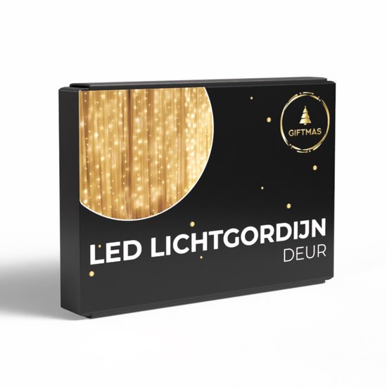 Giftmas Light Curtain - 200 LEDs Warm White - 1x2M - Pour porte ou passage - Intérieur et extérieur - Télécommande - Lumières d'ambiance - Lumières de Noël