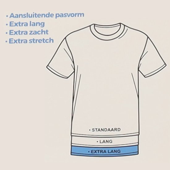 Comfort Essentials - T-shirts pour homme - Extra longs - Bleu marine L - Lot de 3 - Col rond - Sous-vêtements pour homme