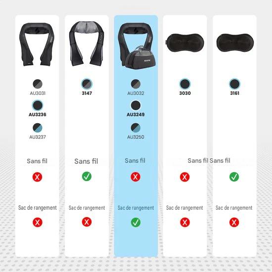 Auronic Shiatsu Coussin de massage - Appareil de massage électrique pour la nuque - Appareils de massage - Nuque et épaules - Infrarouge - Housse de transport incluse - Noir