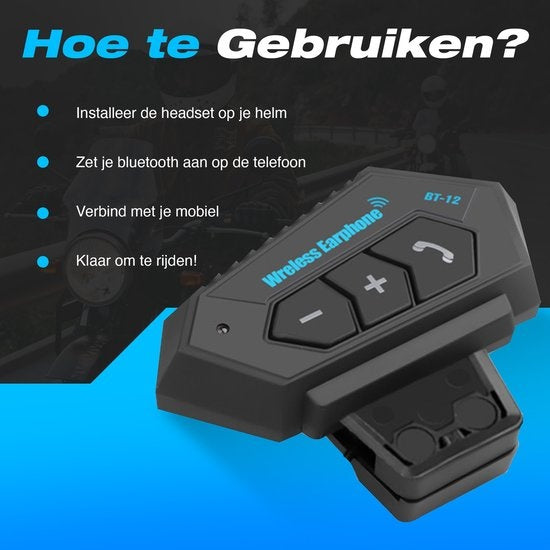 Garpex® Casque de moto - Bluetooth - Intercom - Communication - Haut-parleur - Appel mains libres - Facile à utiliser