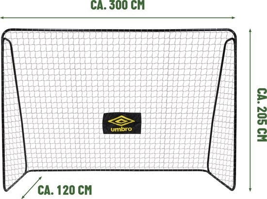 But de football Umbro - 300 x 120 x 205 CM - métal - 7 crochets de sol inclus - noir