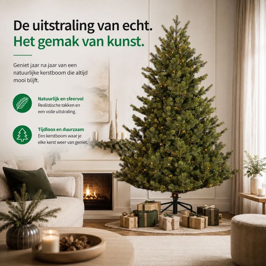 Black Box Trees Clive Sapin de Noël - Sapin artificiel réaliste à la silhouette imposante et 1 840 branches - Décoration de Noël d'intérieur - Chaleureux et réaliste - Facile à monter - H 185 x Ø 130 cm - Vert