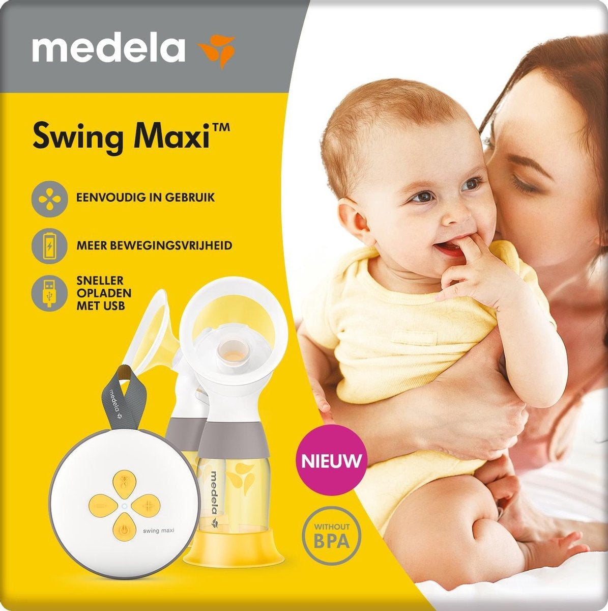 Medela Swing Maxi Borstkolf Kolfapparaat NIEUW Dubbele elektrische kolf - Oplaadbare accu - USB lader