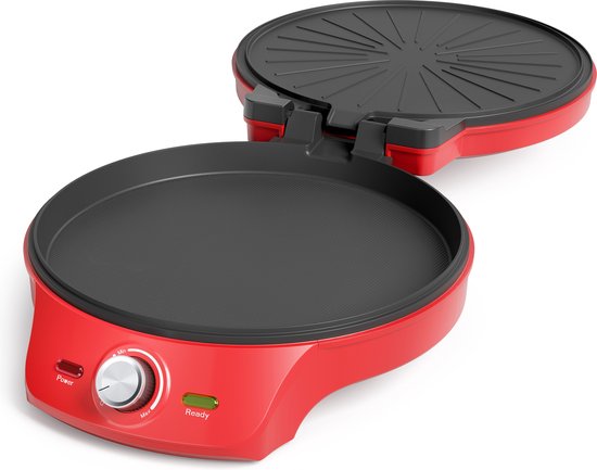 Princess Pizza Maker 115007 - Four à pizza - Thermostat réglable jusqu'à 220 °C - Rouge - Ø 30 cm - Peut également servir de grill de table - Pour les pizzas fraîches et surgelées
