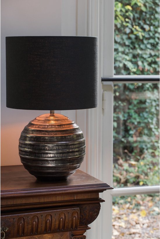Light & Living Abat-jour cylindrique Livigno - Noir - Ø 40 x 30 cm - Moderne