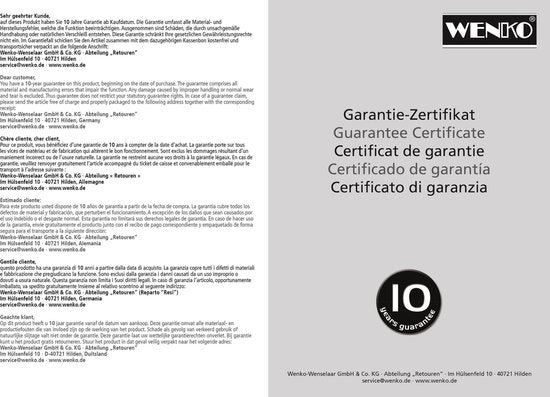 Porte-rouleau de papier toilette WENKO Turbo-Loc® avec clapet Orea, acier inoxydable noir mat - Porte-rouleau de papier toilette - Fixation sans perçage - Autocollant - Garantie 10 ans