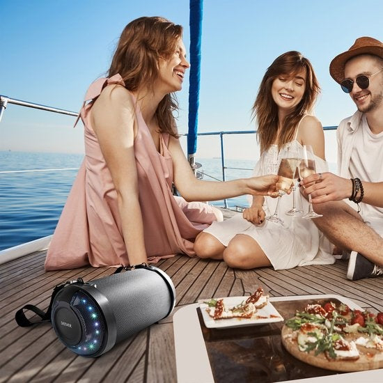 Denver Enceinte Bluetooth avec éclairage LED - 85W - AUX/USB - Courroie ajustable - BTG212 - Noir