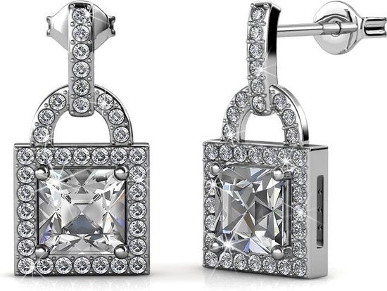 Yolora Boucles d'oreilles Femme Fermoir - Cristaux de Kalpa Camaka - Argent - Plaqué Or Blanc 18K - Boucles d'oreilles Femme Argent - Bijoux - Coffret Luxe - Boîte Cadeau - Bel Emballage Cadeau - Cadeau Fête des Mères