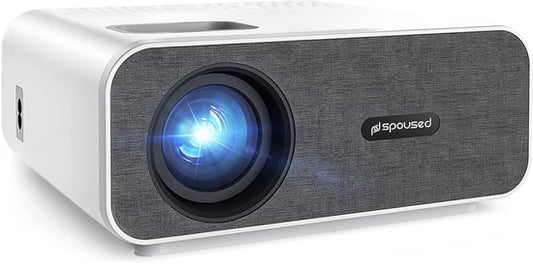 Spoused Beamer - Full-HD - 10 000 Lumens - Streaming depuis votre téléphone avec WiFi - Mini Beamer - Blanc