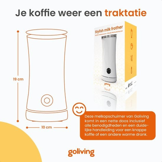 Goliving Mousseur à lait électrique 4 en 1 pour faire mousser et chauffer Revêtement antiadhésif 240 ml Blanc